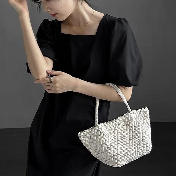 Niche Handmade Woven Dumpling Bag: 2025 High-End Drawstring Handbag & Mother-Child Market Bag