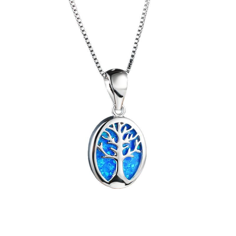 Blue Hope Tree Necklace Hollow Tree of Life Pendant New Jewelry