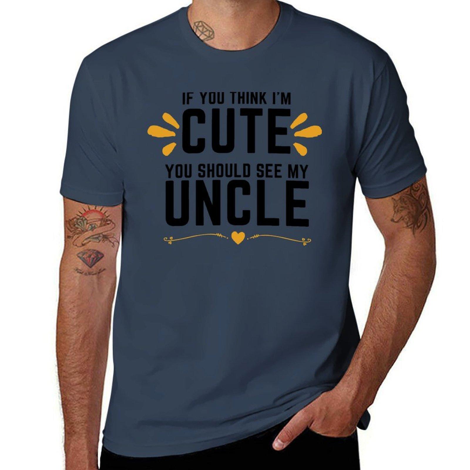 If You Think Im Cute You Should See My Uncle Cute TShirt Basic Daily Outfit Short Sleeve Tee S