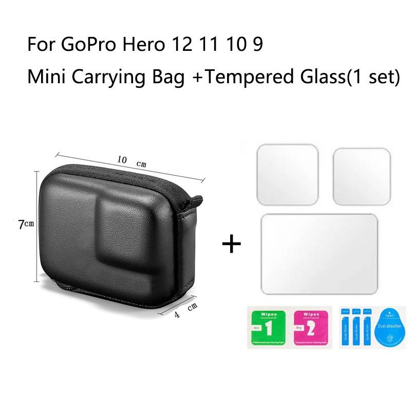 Unterwasser-Tauchgehäuse (60 m) + Filter + Mini-Tragetasche + 9H gehärtetes Glas für GoPro Hero 12 11 10 9 Kamerazubehör