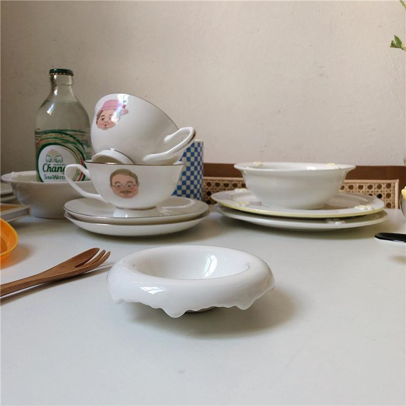 Dish Chubby Ceramic Sauce Bowl White Turn-up Seasoning Dish Mini Honey Vinegar Dish Gravy Dipping Bowl Jewelry Display