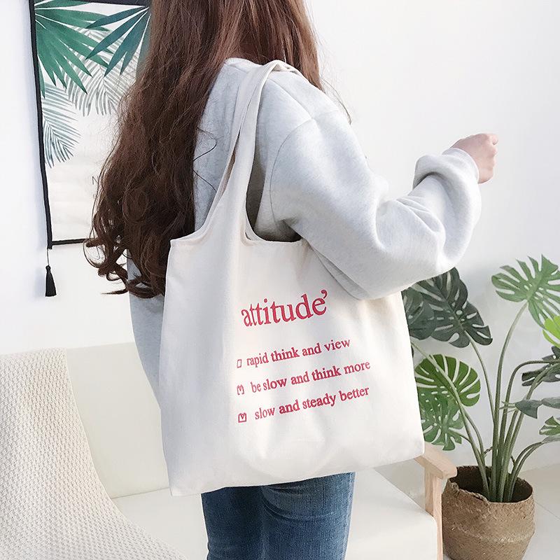 New Shoulder Canvas Bag, Hand-held Make-up Bag, Large-capacity Canvas Bag, Women's Bag, Large-capacity Letter Shopping Bag.