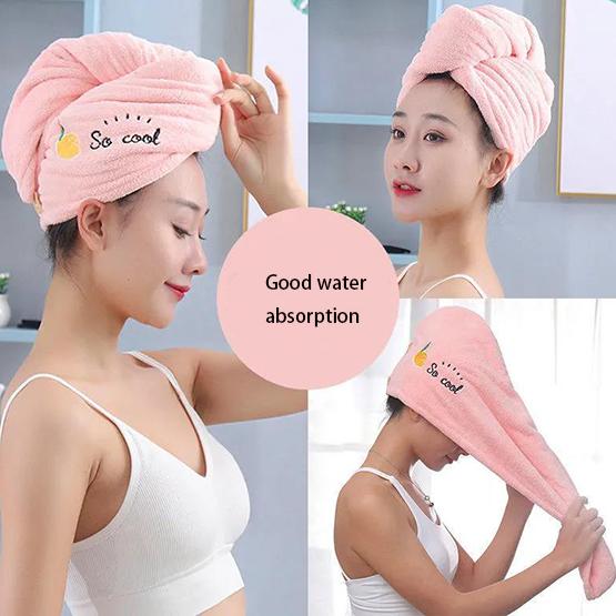 WTEMPO 1PC Women's Winter Dry Hair Cap Absorbent Shower Cap Hair Washing Quick Drying Embroidered Towel Female Thickened Hair Towels