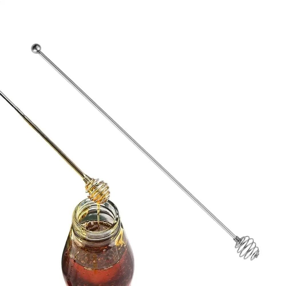 4pcs Reusable Coffee Stirrers Long Handle Multi-Function Drink Stirrers Silvery Decorative Stirring Rod Party Wedding