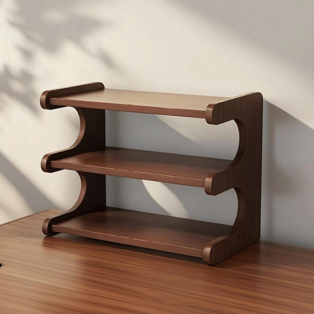 3multi-Level Rack with Curved Supports Sturdy Shelf Stable for Dorm