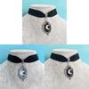 Gothic Black Velvet Necklace With Moon Pendant For Women And Men