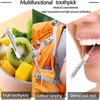 Adjustable Telescopic Push-pull Titanium Toothpicks Pocket Toothpick Fruit Pick Metal