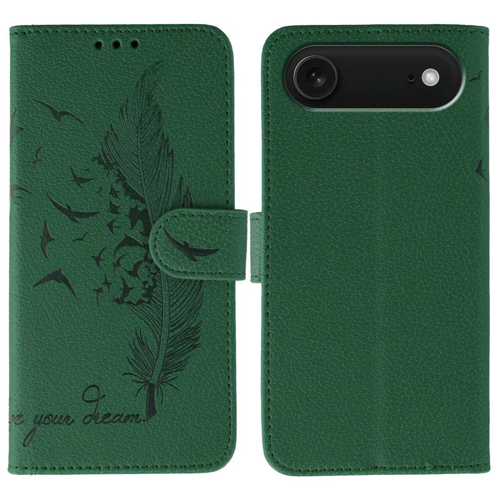 For iPhone 17 Air Case Feather Imprint PU Leather Wallet Phone Cover