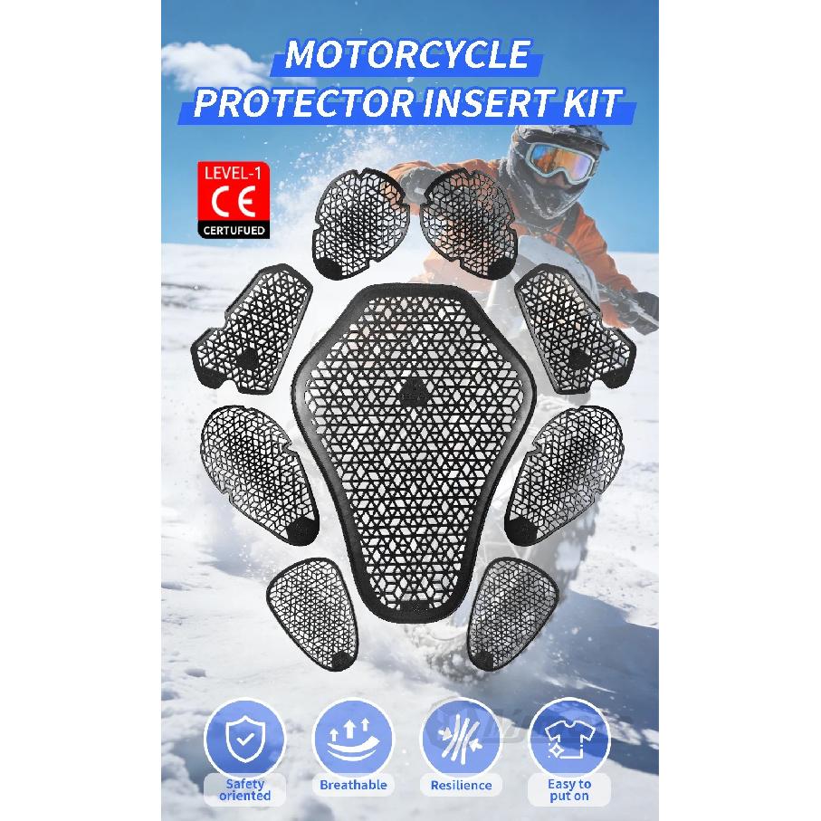 Black CE Level 1/2 Motorcycle Body Protection Pad Universal Motocross Racing Safety Insert Armor Back Protector Moto Equipment