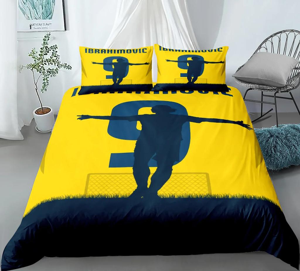 Soccer Player Twin Duvet Cover,Soccer Professional Player Kick Ball Championship Polyester Bedding Set Queen/Full/King/Twin Size
