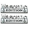 2pcs Masonic Edition Metal Emblem Car Badges 3D Sticker Decal Chrome Black