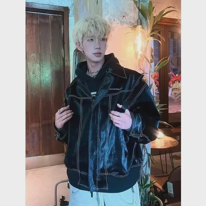 Unisex Vintage Red Leather Jacket: Loose, Casual Autumn Retro Style