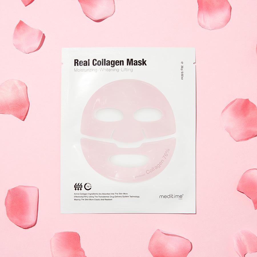 

Маска-пленка MEDITIME Real Collagen Mask Sheet 26 г x 4 шт., увлажняющая, корейская косметика, Kbeauty, образец