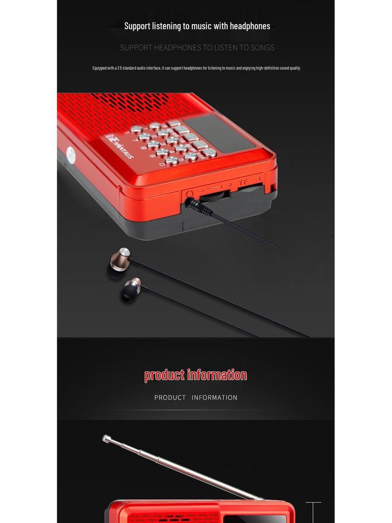 Jinzheng 875 Bluetooth Portable MP3 Player with Card Slot and High Volume for Elderly