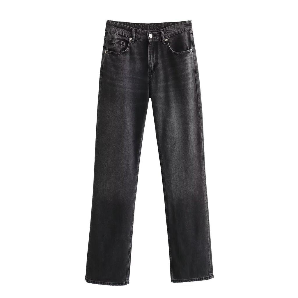 2024 Frühling Retro Straight-Leg Weite Denimhose für Damen - Schlankmachend, Bodenlang, Europäischer & Amerikanischer Stil