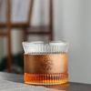 Japanese-style High Borosilicate Transparent Glass Tea Cup Household Wooden Ring Anti-scalding Vertical Grain Small Tea Cup
