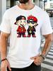 Unisex Soft Cotton Crew Neck Tee Two Hip Hop Cartoon Boys With Gold Chain Print Loose Streetwear Daily Travel Party Outdoor Tops