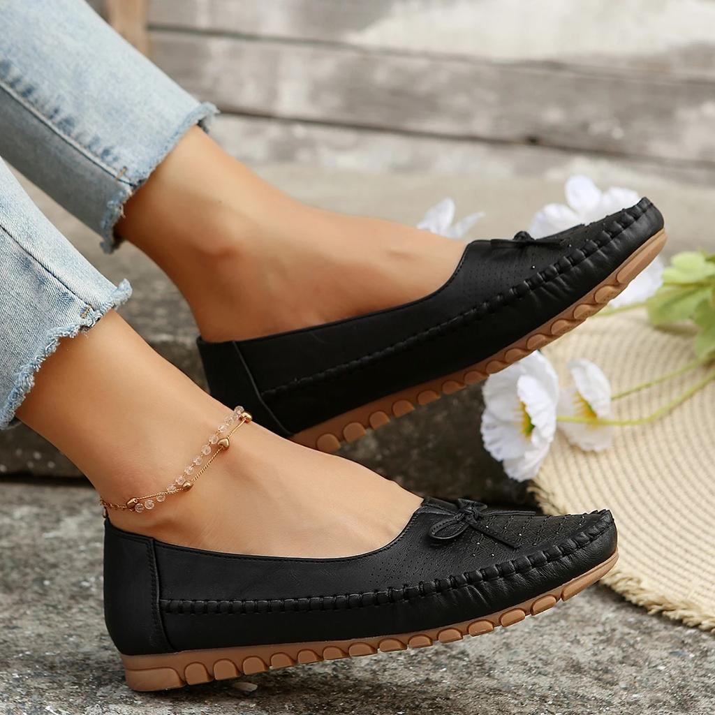 Fashion Women's Shoes 2025 New Women's Casual Round Toe Bow-knot Flat Shoes Women Breathable Loafers Slip on Comfort Shallow Shoes 35-43