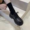Fashion Thick Soled Small Leather Shoe Womens New Spring Versatile Black Single Shoes Sponge Cake Loafers Shoes for Women Platform Pumps
