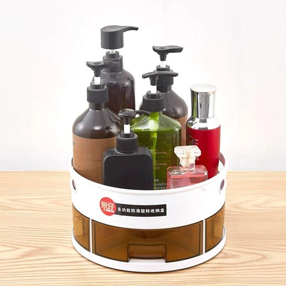 Non-Slip Double Spice Tray Round Rotatable Seasoning Holder 360° Rotating Storage Tray  for Home