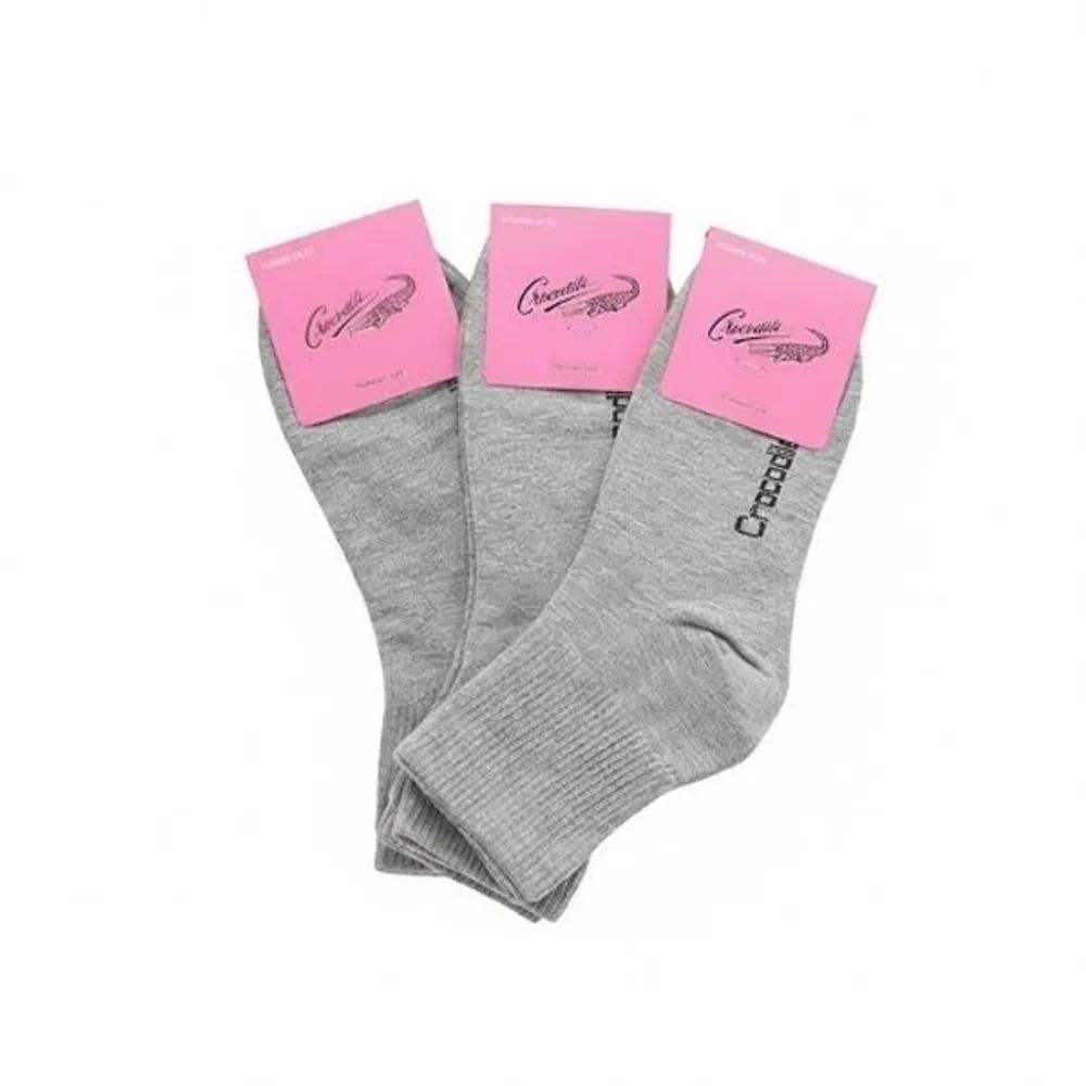 3 Pairs of Crocodile Women s Plain Mid-Calf Socks in Gray