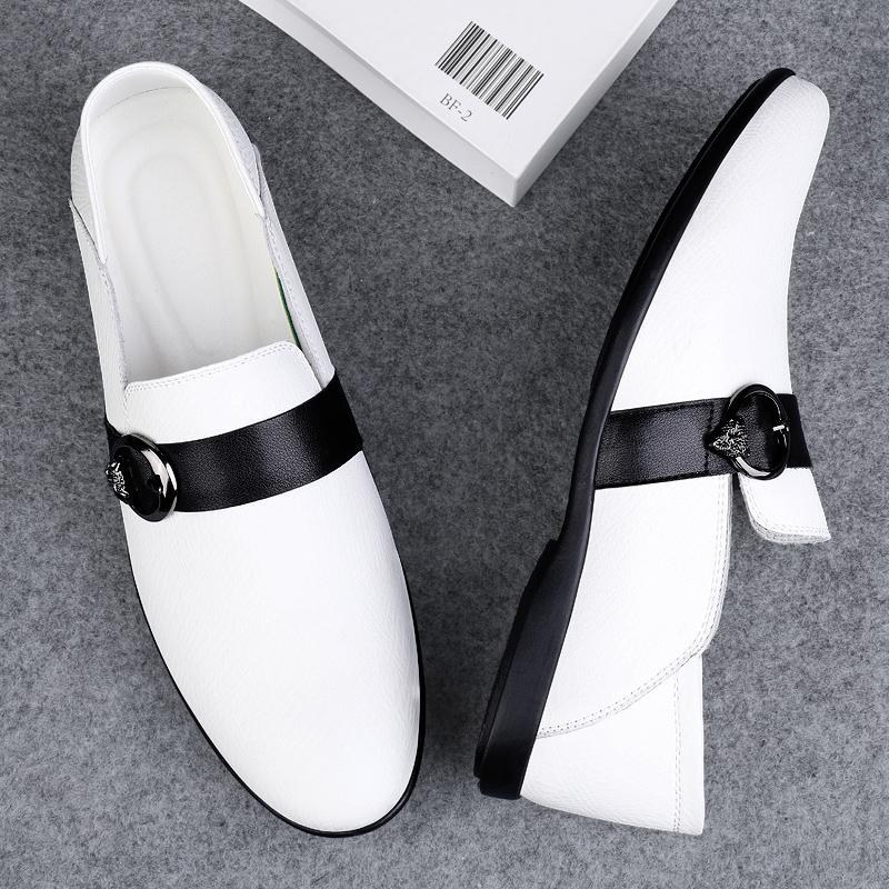 Genuine Leather Mens Shoes Slip on Office Male Formal Shoes Wedding Party Men Monk Shoes Dress Flats Breathable Oxford Footwear