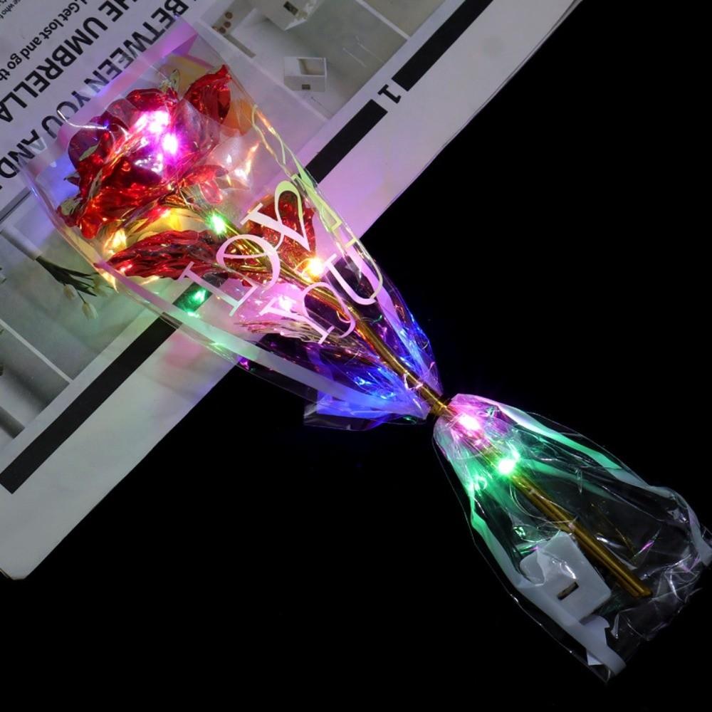 LED Lights Gold Foil Rose Flower Glowing Wedding Fake Flower  Valentine's Day