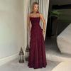 European & American Style Wine Red Spaghetti Strap Sexy Evening Gown for Women