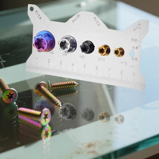 Screw Measuring Ruler with Thread Recognizer Lightweight Compact Bolt Length Checker Stainless Steel Bolt Size Tool