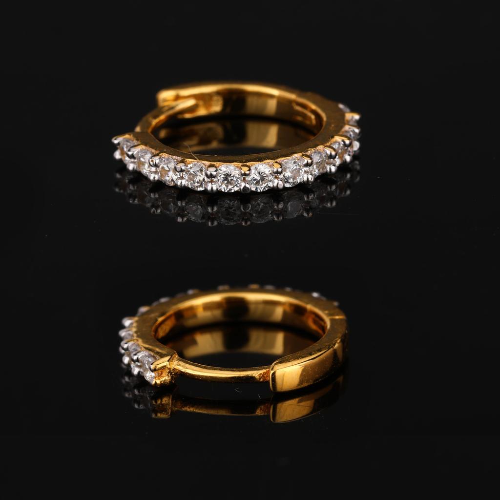 White Cubic Zirconia Stud Earrings 925 Silver Yellow Gold Plated