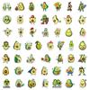 100 Bright Green Cute Avocado Stickers DIY Mobile Phone Case Refrigerator Skateboard Decoration Stickers