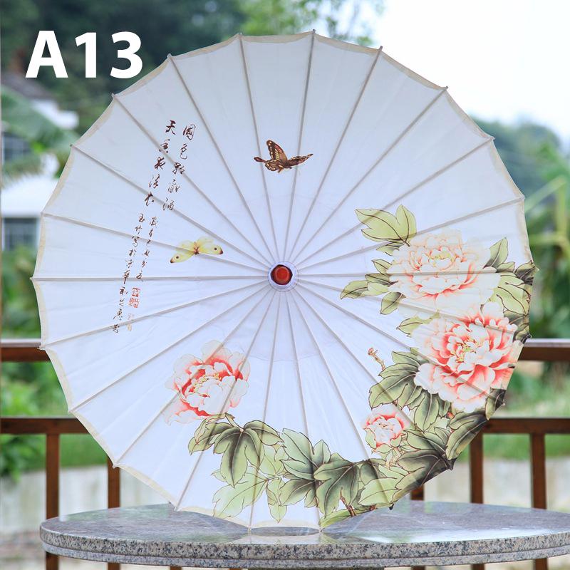 Шелковый тканевый женский зонтик в китайском стиле с вишневым цветом — фото 10