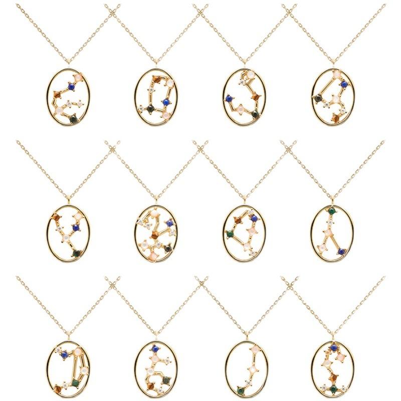 New 925 Sterling Silver 12 Constellation Necklace Personality Charm Fashion Style Pendant Choker for Women Fine Jewelry