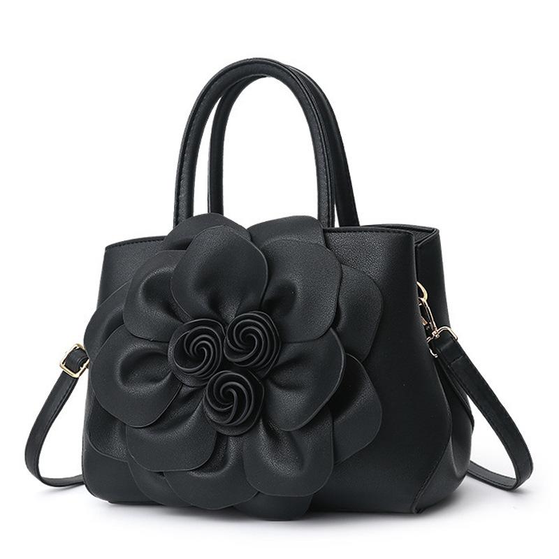 Women's Bag 2023 European and American Popular Women's Bag PU Leather Flower Handheld Shoulder Bag Red Bridal Bag Girl