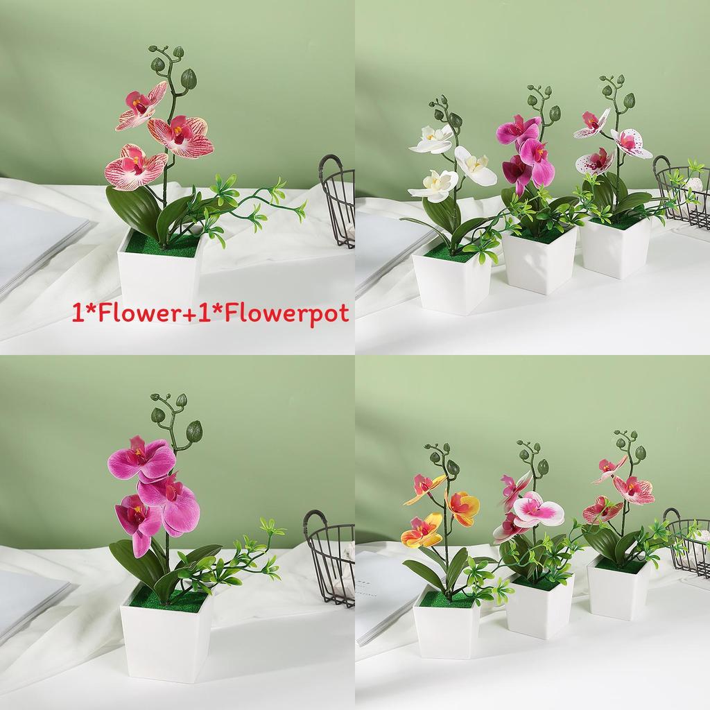 Silk Flower Orchid Potted Plant With Realistic Design For Office And Wedding Decorations