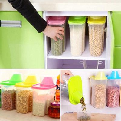 1,9L torkad mat spannmålsmjöl Pasta Matförvaring Dispenser Risbehållare förseglad låda