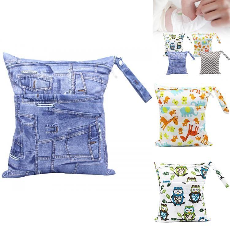 Asenappy Waterproof Baby Diaper Bag With Double Zipper Digital Print 30x36cm