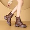 Thick-soled Martin Boots Women's New Autumn and Winter Boots Leather High-heeled Velvet Short Boots