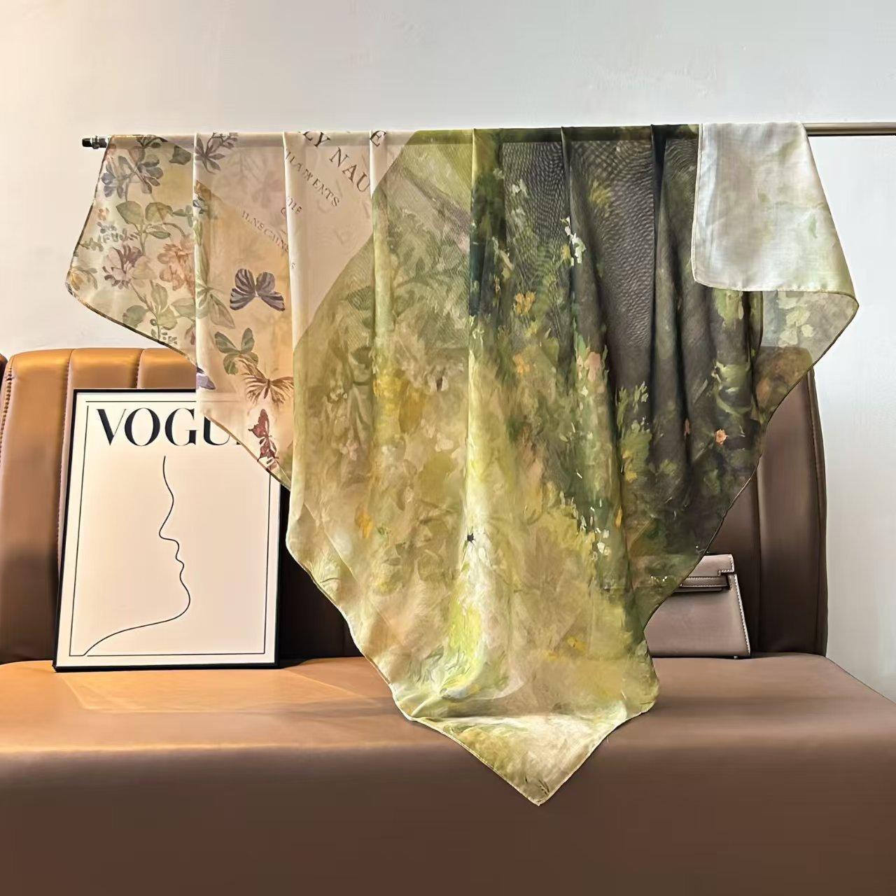 

Тенсел Хлопок Смешанный 110 * 110 Шелковый Шарф Китайский Квадратный Шарф Универсальный Шарф Шарф Для Защиты Шеи Серия Весенние Цветы 110*110