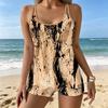 Women's Swimwear Tankini 2 Piece Swimsuit Colorful Fluid Pattern Vacation Bathing Suits