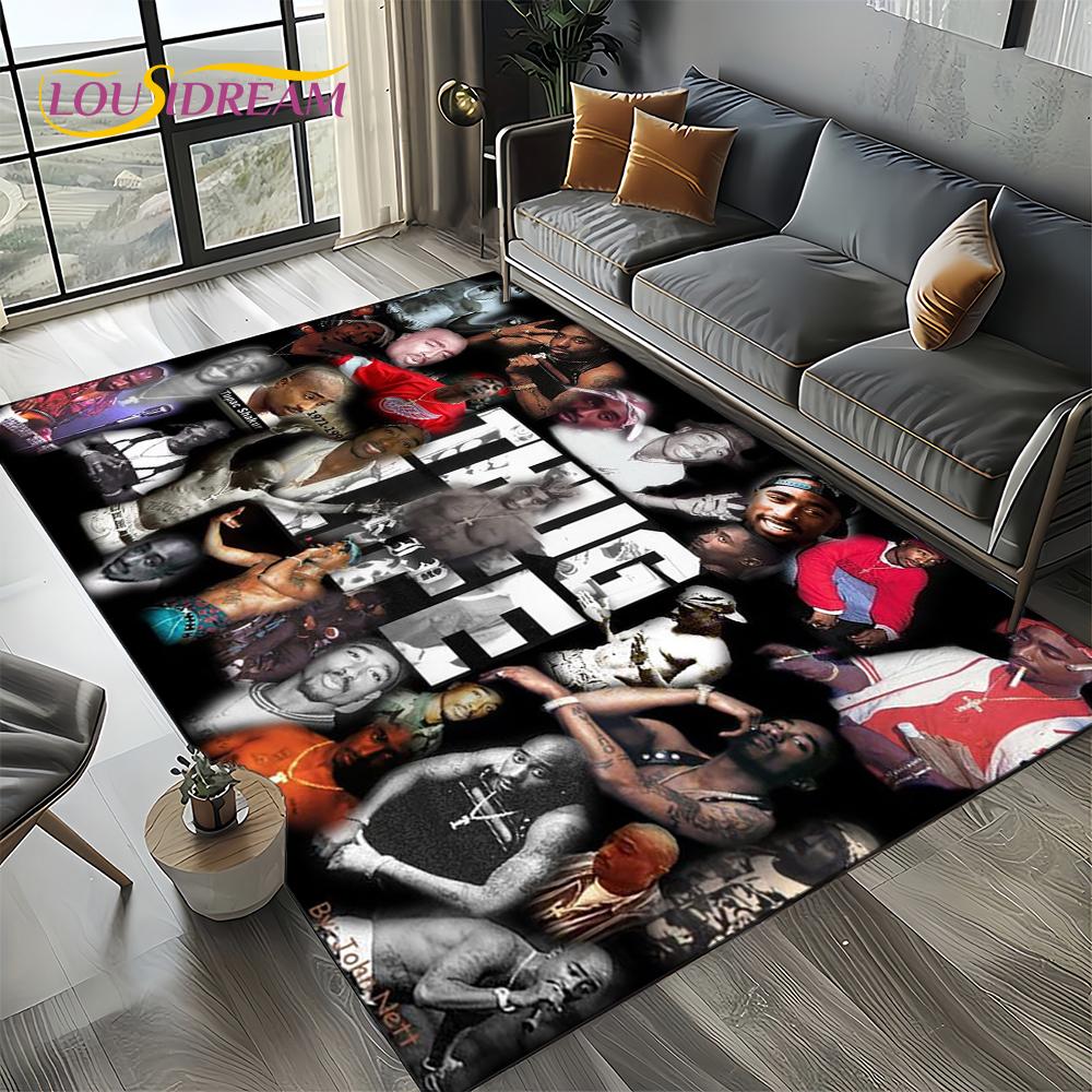 Rapper Eminem Tupac 2pac Hip-Hop Rap God Carpet Rug for Living Room Bedroom Home Sofa Decoration,Area Rug Non-slip Floor Mat
