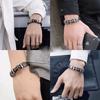 European and American Black Warrior Men's Leather Bracelet Trendy Punk Heavy Metal Cross Braided High-End Fashion Personalized Bracelet