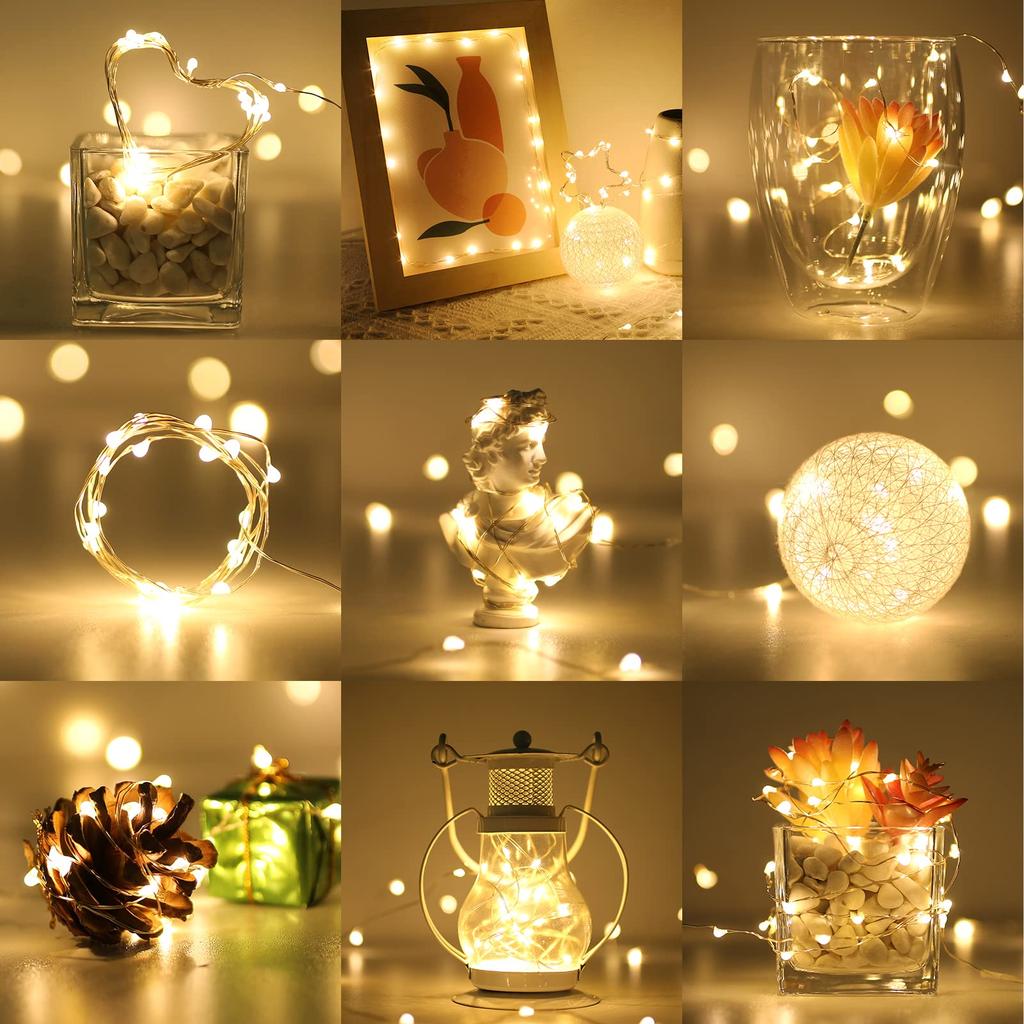 Lighting EVER LED String Fairy 20 Warm Waterproof Copper Christmas Decorative Christmas Tree 16 Button Cell Batteries Included Lights,