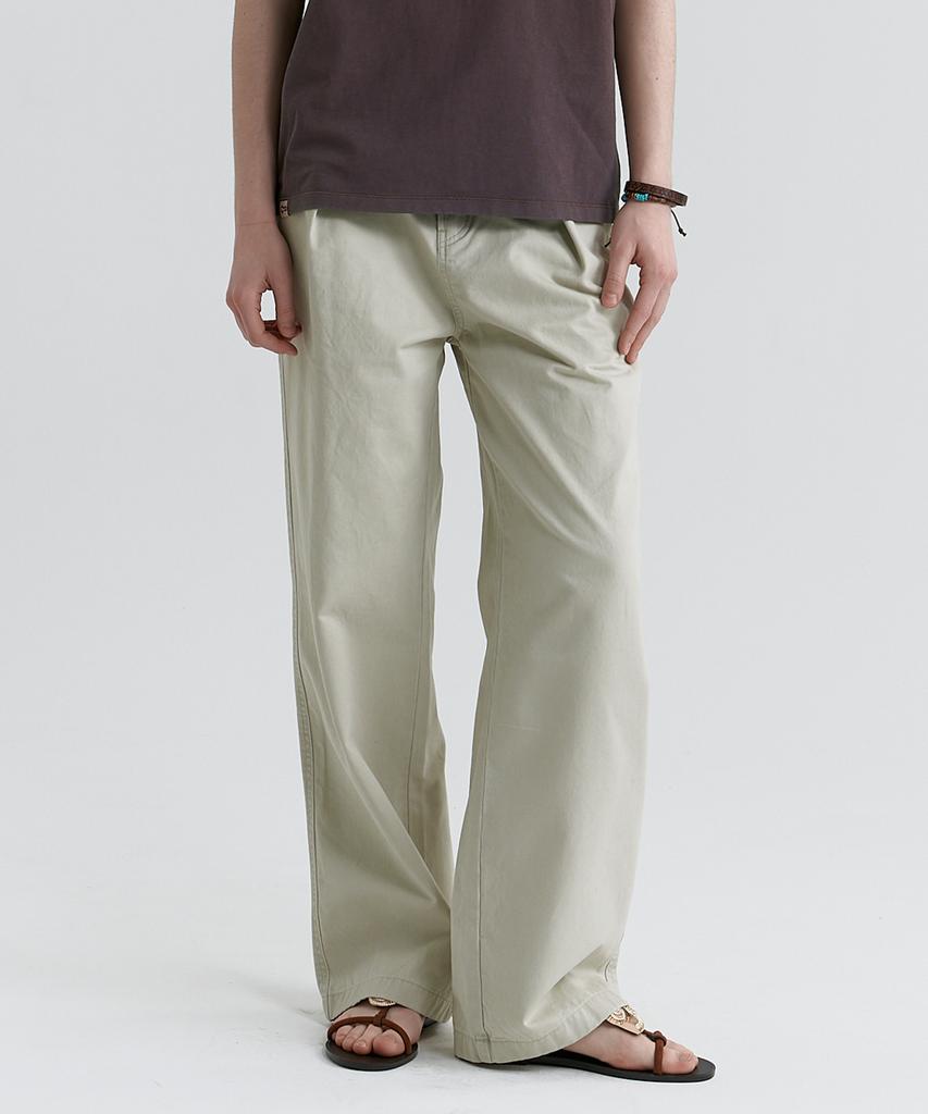 MAGOODGAN Serin 4611 Pigment One-Pleat Flare Wide Fit Stone Chino Pants