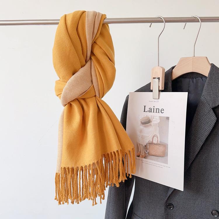 

52 цвета 2024 осень и зима толстый и удлиненный однотонный кашемировый шарф многофункциональный двухсторонний шарф шаль для мужчин и женщин 200*65CM