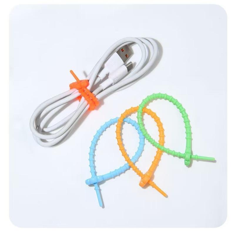Silicone Twist Ties Candy Color Adjustable Releasable Cable Straps Multi‑Function Fastener for Wire Bag Household Storage