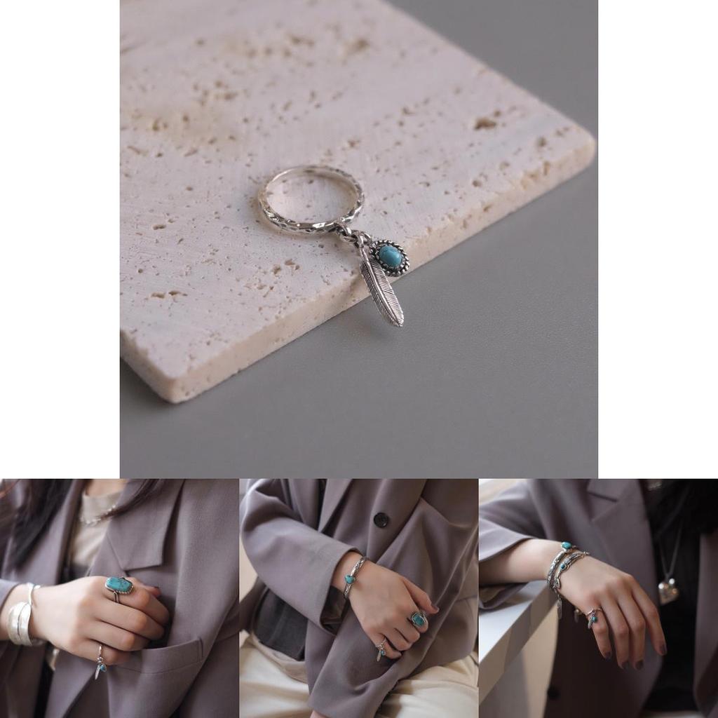 Stilvoller Geometrischer Offener Verstellbarer Kupferring Für Damen Mit Vintage Falkenfeder-Design