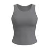 Peach Yoga Tank Top with Built-in Bra: High Elastic, Fixed Cups, Tight-Fitting, Anti-Exposure, Non-Shifting, Round Neck Sports Tank.