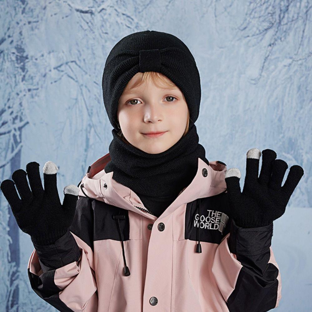 3Pcs/Set Warm Kids Hats Scarfs Gloves Set Cute Baby Beanie Cap Gift Mitten  Toddler