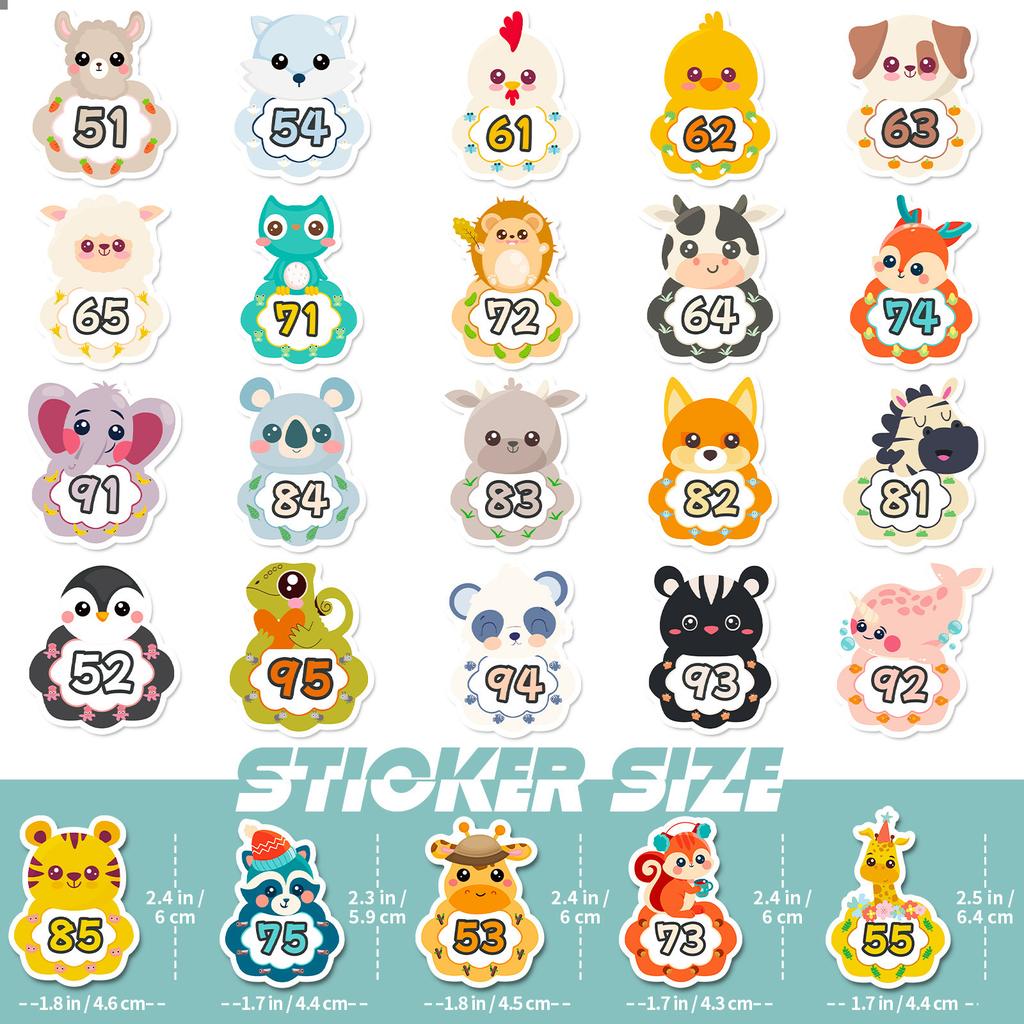 50 Early Childhood Animal Digital Enlightenment Stickers for Babies and Kindergarten Students Enlightenment Cognition Digital Stickers